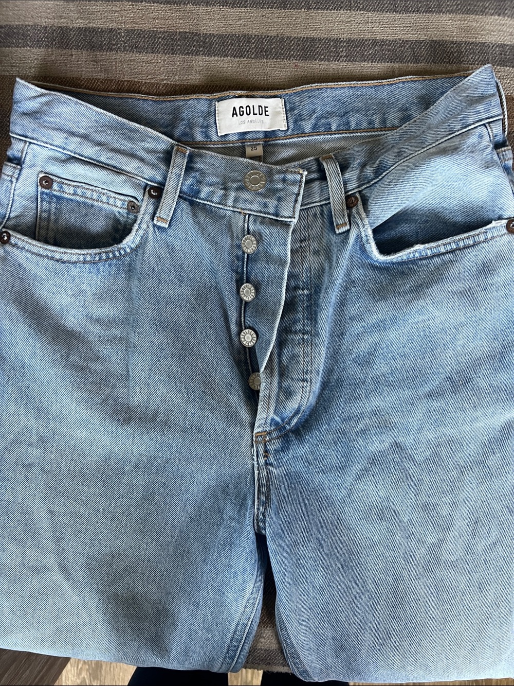 Agolde Women’s Light Blue Relaxed Button-Fly Jeans